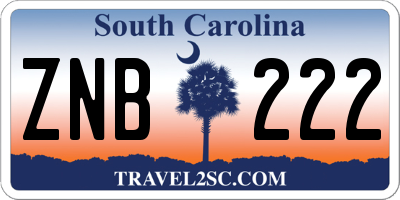 SC license plate ZNB222
