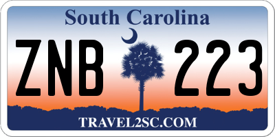 SC license plate ZNB223