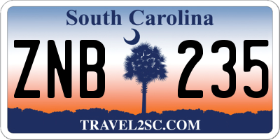 SC license plate ZNB235
