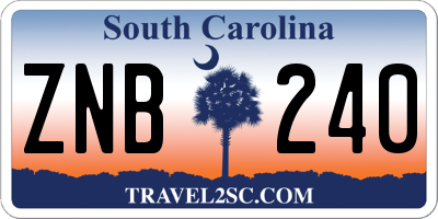 SC license plate ZNB240