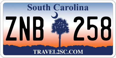 SC license plate ZNB258