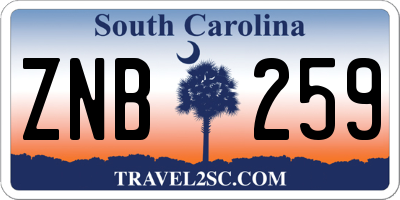 SC license plate ZNB259