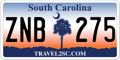 SC license plate ZNB275