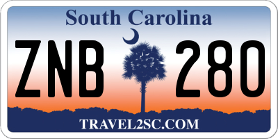 SC license plate ZNB280