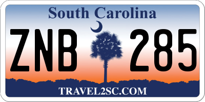 SC license plate ZNB285