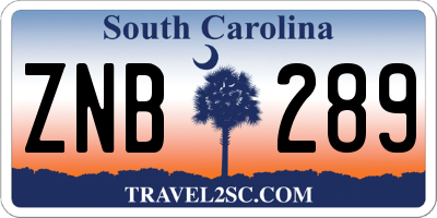 SC license plate ZNB289