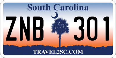 SC license plate ZNB301