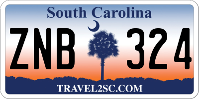 SC license plate ZNB324