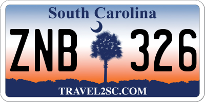 SC license plate ZNB326