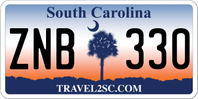 SC license plate ZNB330