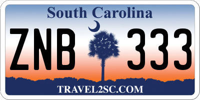 SC license plate ZNB333