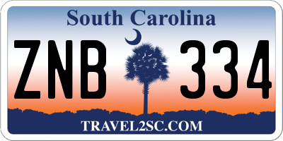 SC license plate ZNB334
