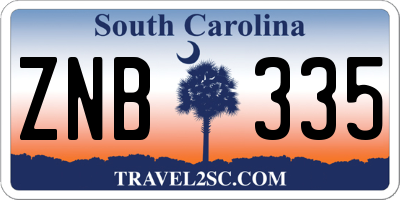SC license plate ZNB335