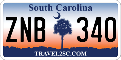 SC license plate ZNB340