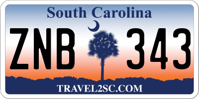 SC license plate ZNB343