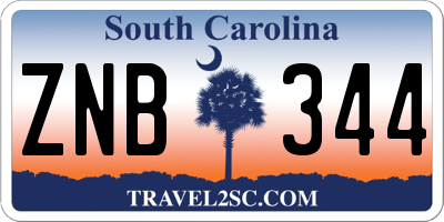 SC license plate ZNB344