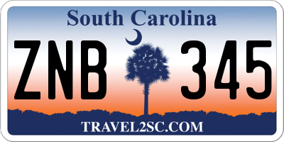 SC license plate ZNB345
