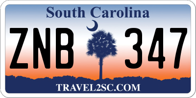 SC license plate ZNB347