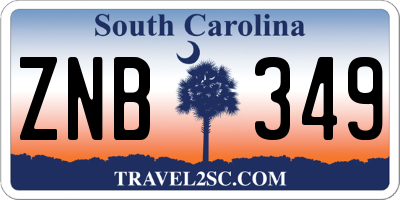 SC license plate ZNB349