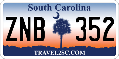 SC license plate ZNB352