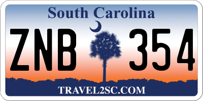 SC license plate ZNB354