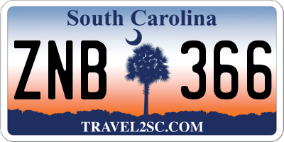 SC license plate ZNB366