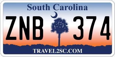 SC license plate ZNB374