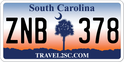 SC license plate ZNB378