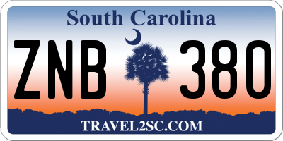 SC license plate ZNB380
