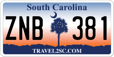 SC license plate ZNB381