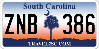 SC license plate ZNB386