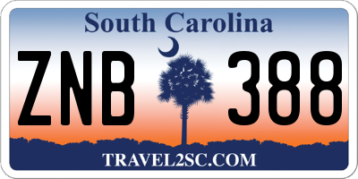 SC license plate ZNB388