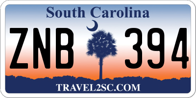 SC license plate ZNB394