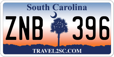 SC license plate ZNB396