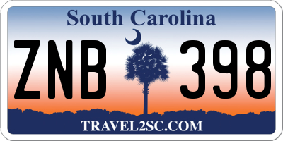 SC license plate ZNB398