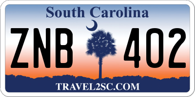 SC license plate ZNB402