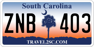 SC license plate ZNB403