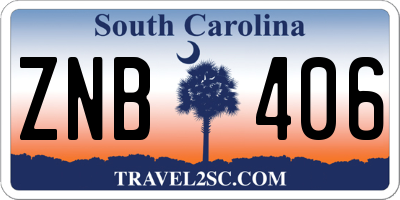 SC license plate ZNB406