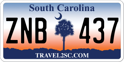 SC license plate ZNB437