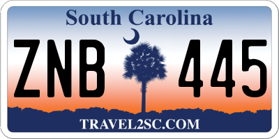 SC license plate ZNB445