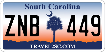 SC license plate ZNB449