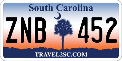 SC license plate ZNB452