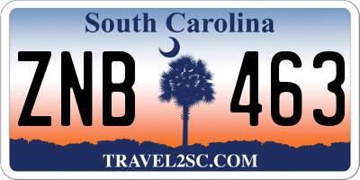 SC license plate ZNB463