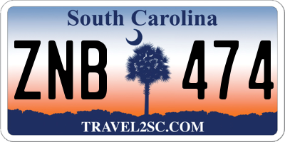 SC license plate ZNB474