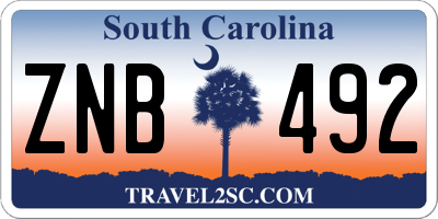SC license plate ZNB492