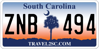 SC license plate ZNB494