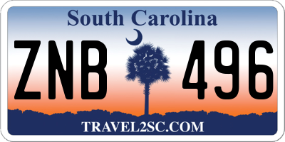 SC license plate ZNB496