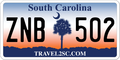 SC license plate ZNB502