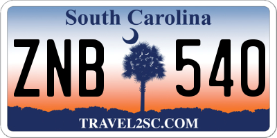 SC license plate ZNB540