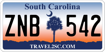SC license plate ZNB542